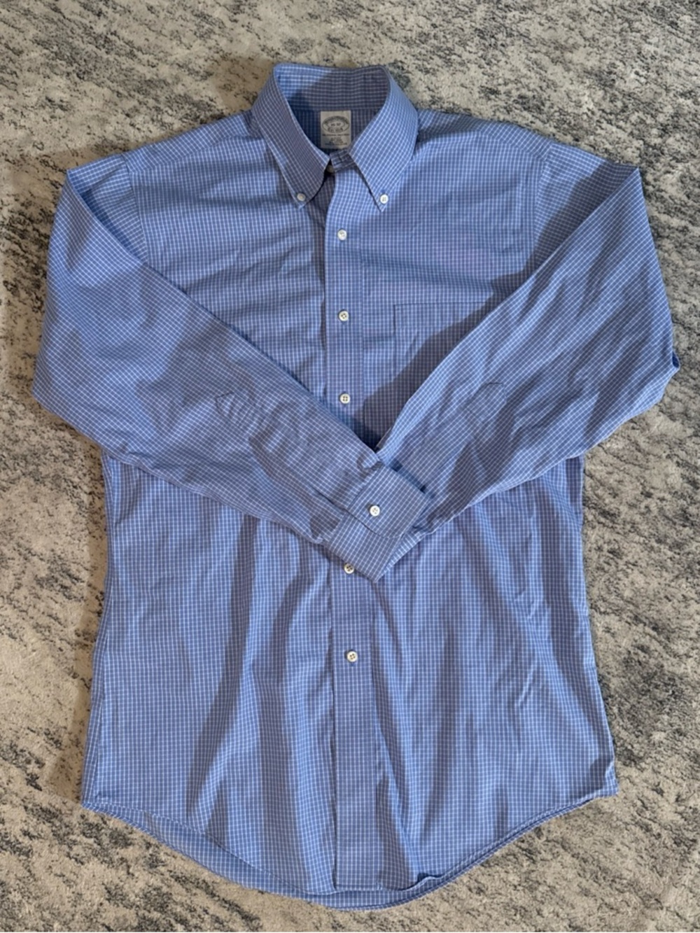 Brooks Brothers Light Blue Mini-Check Dress Shirt